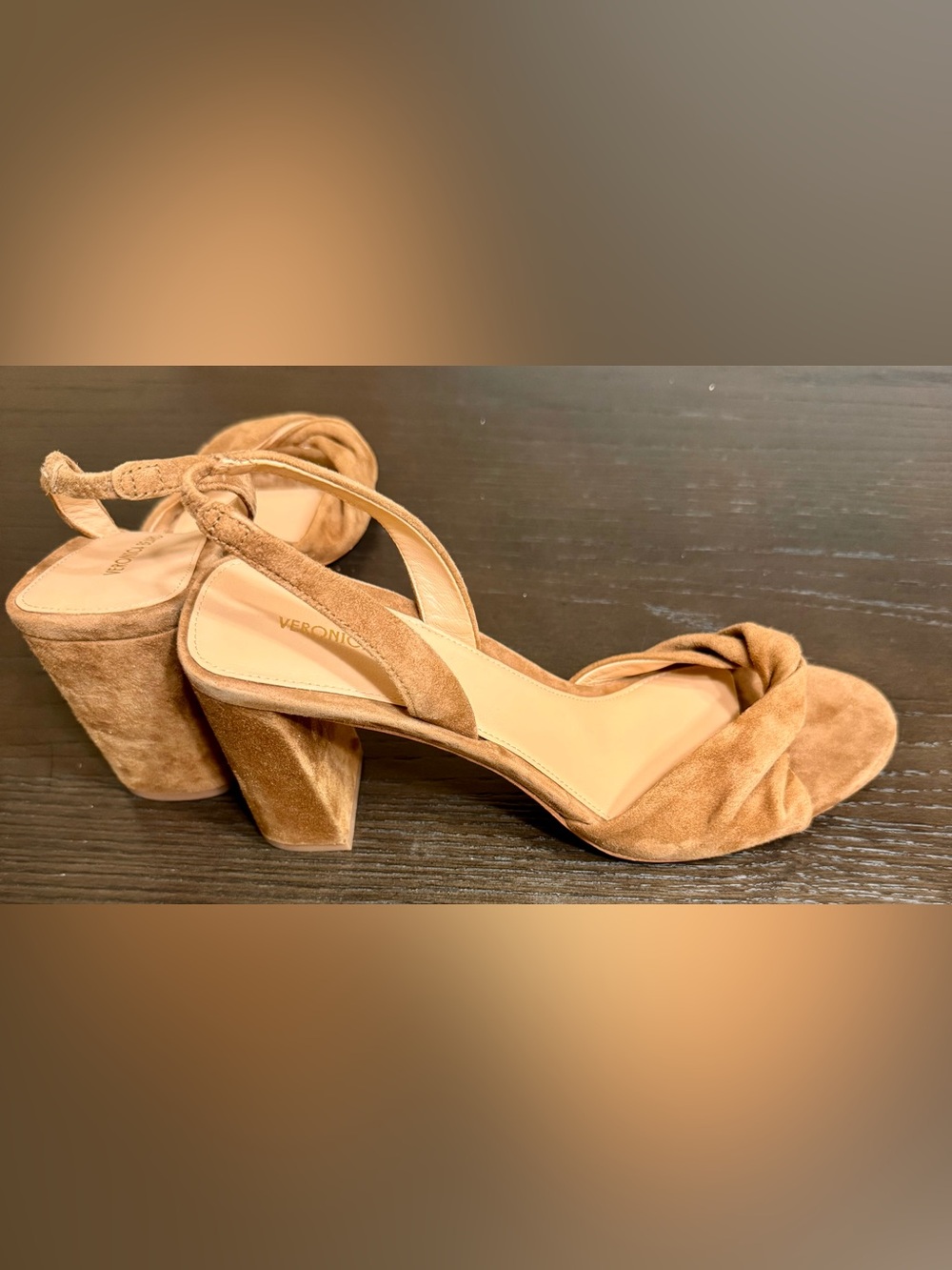 Veronica Beard Taupe Suede Knot Slingback Block Heel Sandals Size 10M
